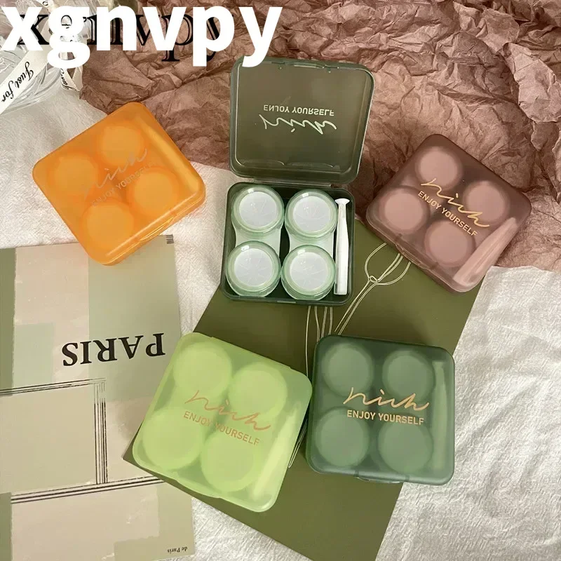 xgnvpy  Stylish Frosted Contact Lens Case - Perfect Companion for Cosmetic Pupils, Securely Holds 2 Pairs of Contacts Lenses