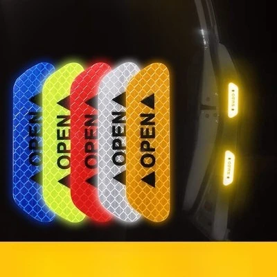 

4PCS Reflective Car Door Sticker Safety Opening Warning Reflector Tape Decal Car Accessories Exterior Interior Reflector Sticker