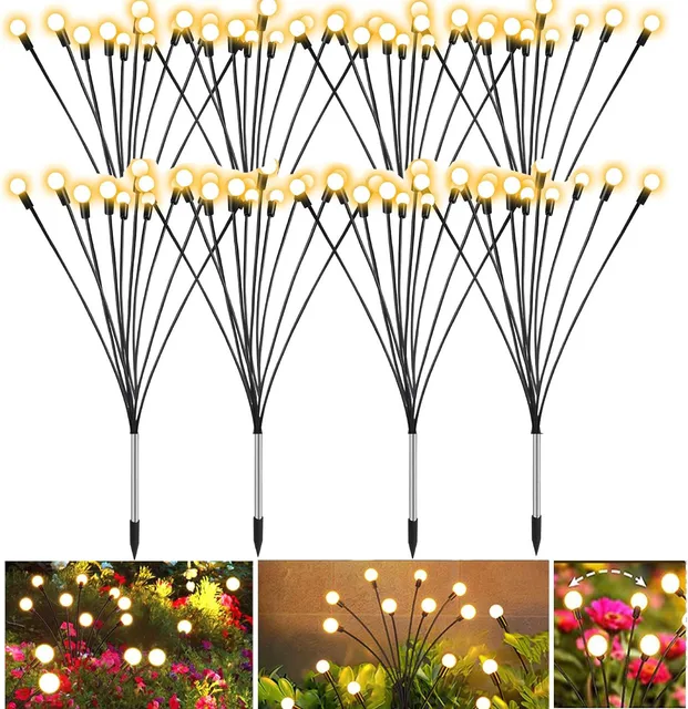 Lampy zewnętrzne Solarna lampa trawnikowa Lampa ogrodowa LED Sterowana wiatrem Firefly Lampa z wtyczką uziemiającą do trawnika ogrodowego Krajobraz Światło świąteczne