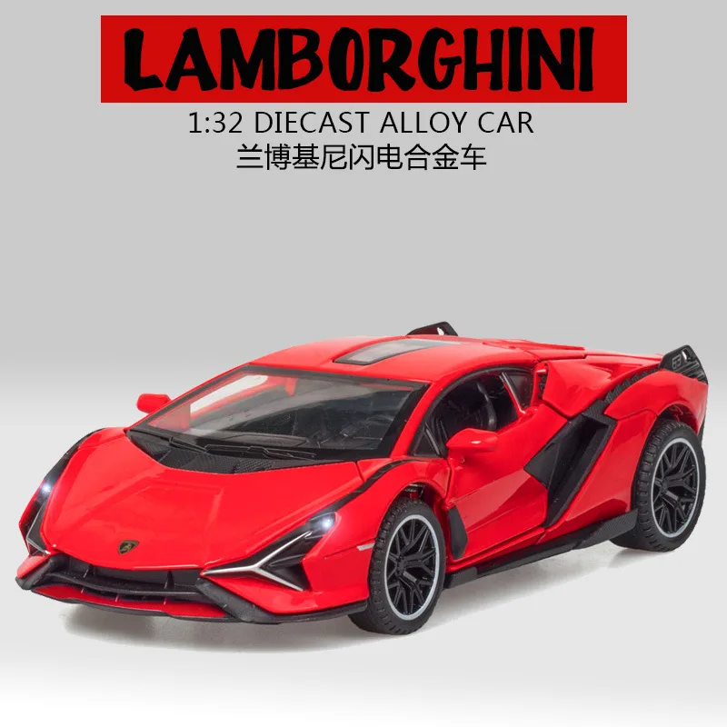 

Miniature Diecast 1:32 Alloy Car Model Lamborghini Sian Convertible Metal Vehicle Collection for Children Gifts New Birthday Toy