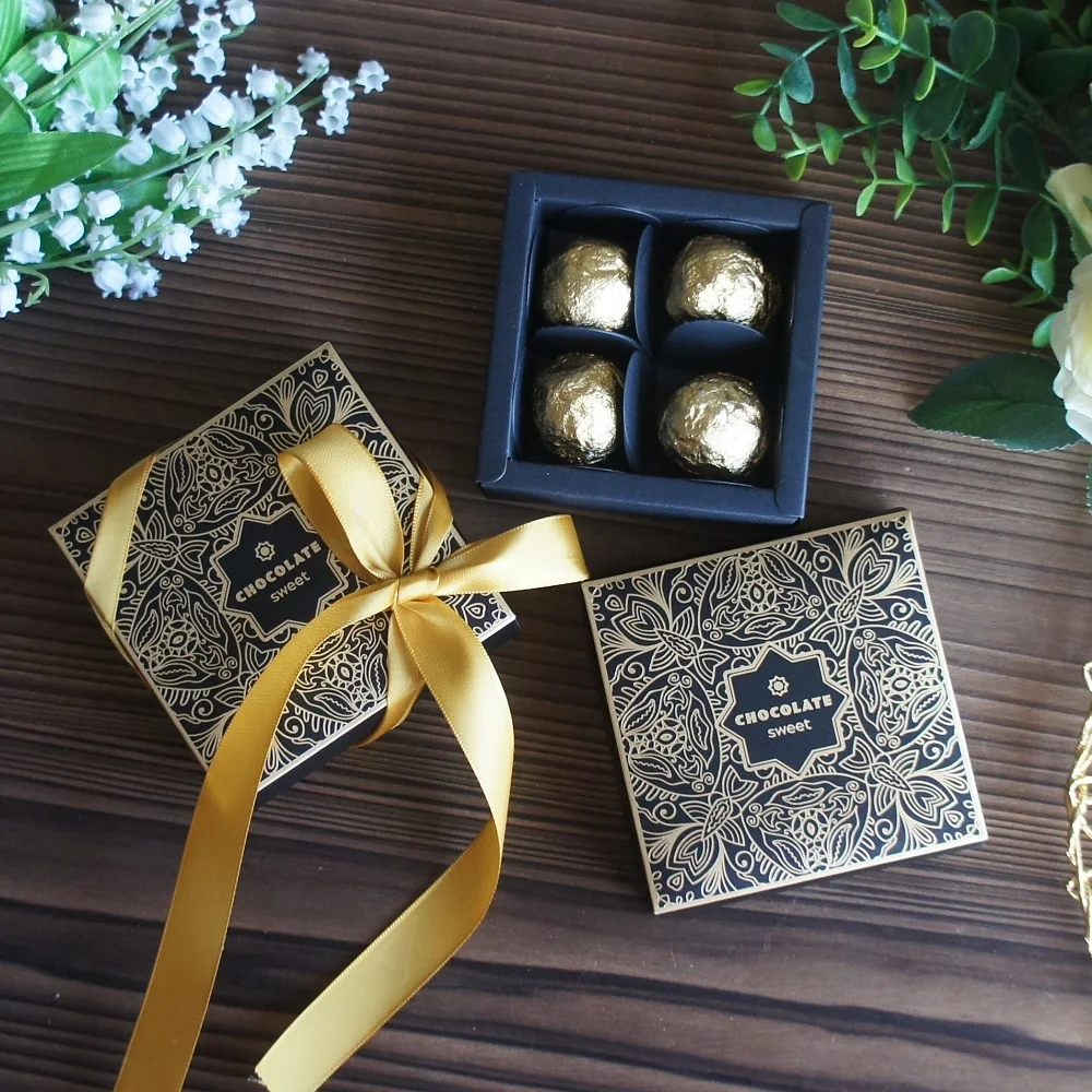 9*9*3.5CM blue / red color 10 set Chocolate Paper Box valentine\'s day Christmas Birthday Party Gifts Packing Storage Boxes