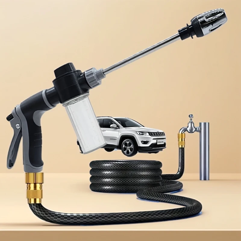 Multifunktionale Hochdruck-Autowasch-Schaumkanone mit Schlauchdüse, tragbarer Sprüher für die Reinigung von Wohnmobilen, Garten, Rasen und als Wasserdusche