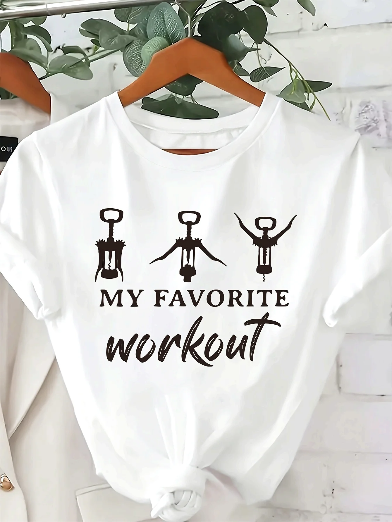 

Женская футболка с графическим принтом «My Favorite Workout», повседневная футболка с коротким рукавом и круглым вырезом, дышащая полупрозрачная ткань