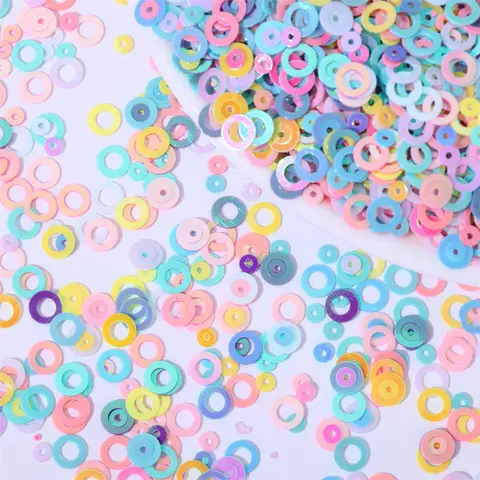 500g 5mm Double Ring Sequins Plastic Glitter Flakes for Packaging Decoration, Filler & Nail Art, Sparkling DIY Craft Accessories