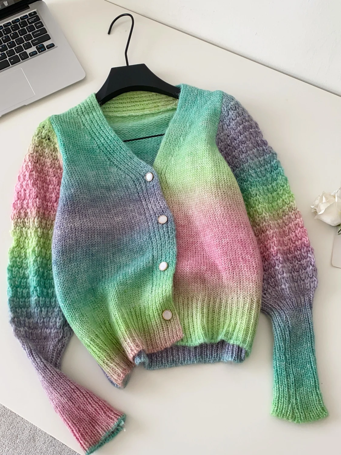 Rosa karierte Strickjacke für – Crop Cardigan Vintage Bewertung und Preis