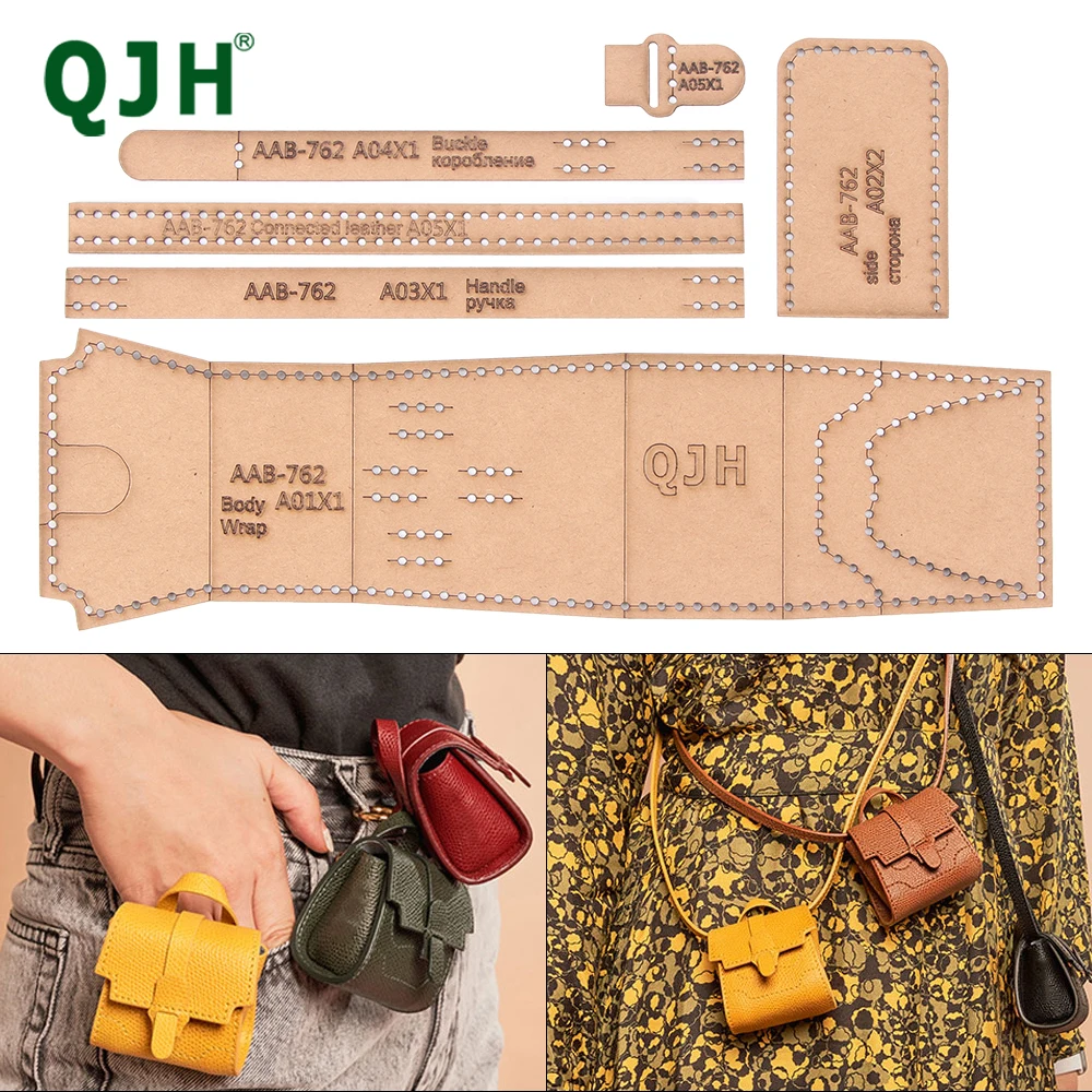 Set of Mini Hanging Bag Change Purse Fanny Pack Earphone Storage Bag Acrylic Template DIY With Hole Template Sewing Accessories