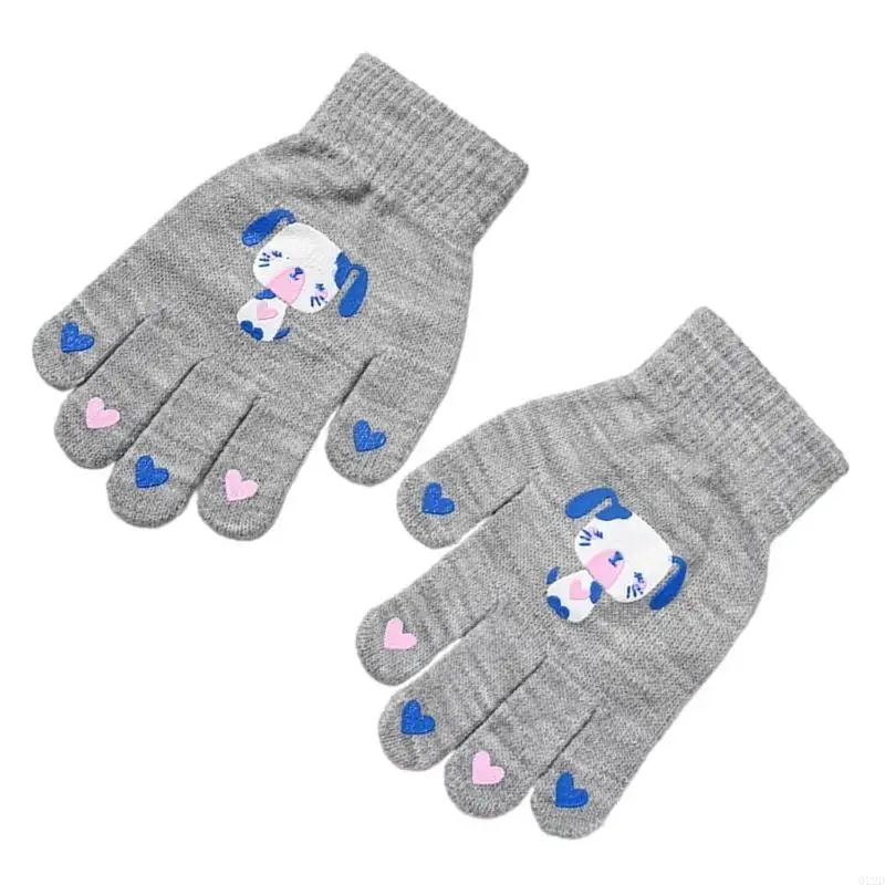 

Q22D Knitted Mittens for Boy Girl Children Winter Crochet Thick Mitten for 4-8Years