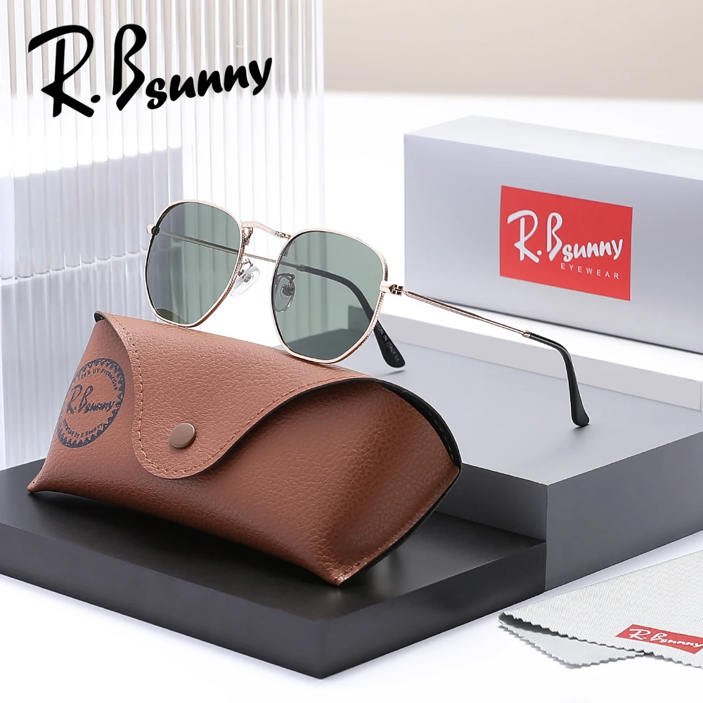 RBsunny Fashion Brand Designe Sunglasses Polarized Men Women UV400 Square Glasses Metal Frame Driving Luxury Anti-Glare Eyewear