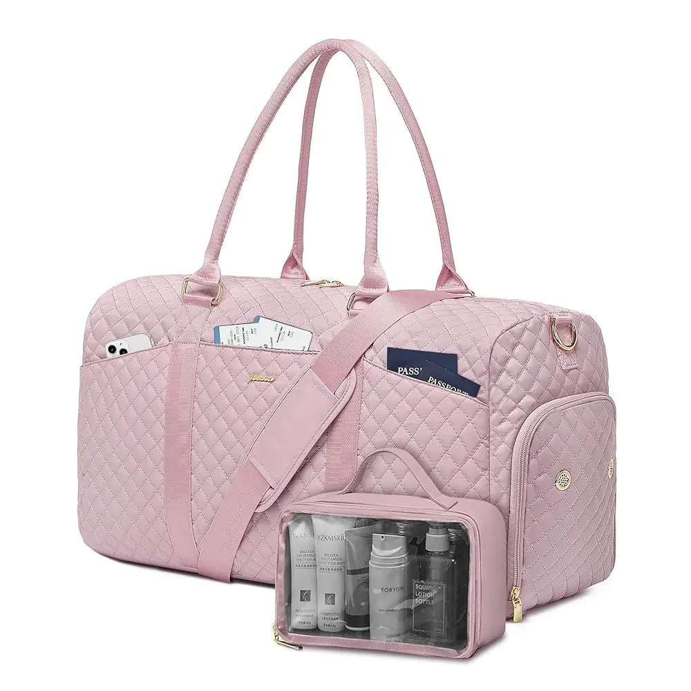 

Женская дорожная сумка-дафл для выходных: дорожная сумка-дафл для ночевки с отделением для обуви, большая сумка-тоут для ручной клади с косметичкой.