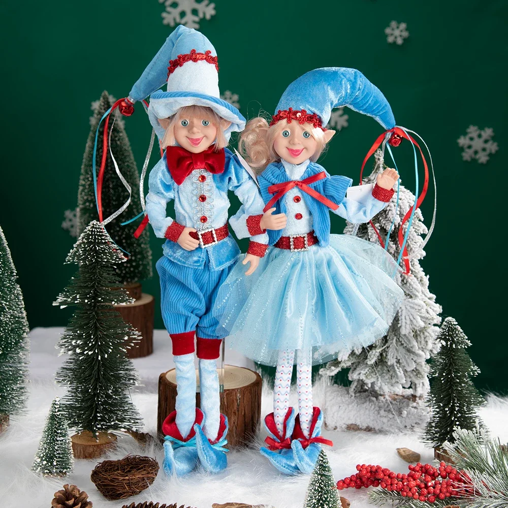 New Year 2024 Elf Couple Navidad Xmas Gifts for Kids Plush Dolls Toys Christmas Tree Pendant Drop Ornaments Hanging Decoration