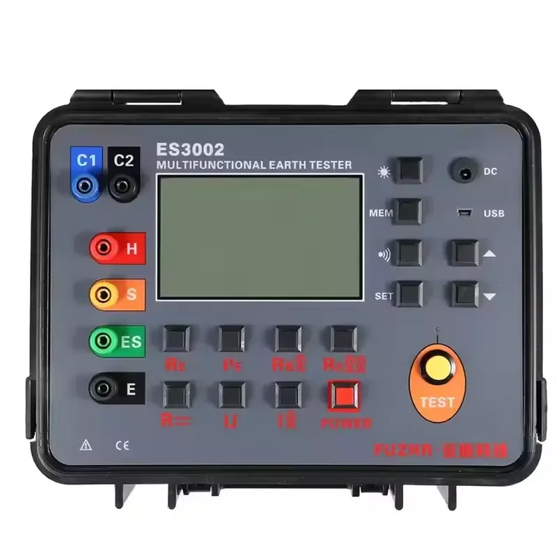 ES3002 Double Clamp Multi Function Grounding Resistance Tester Soil Resistivity Tester DC Voltage and AC Current Meter