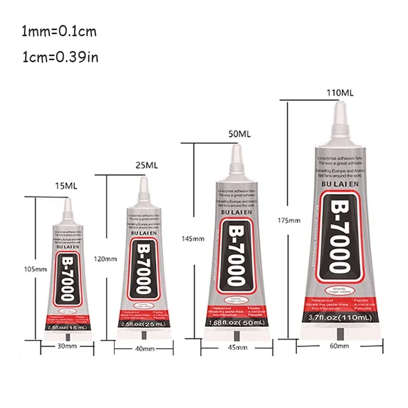 B7000-精密アプリケーターツール付き接着剤,透明接触,電話修理,接着剤,ユニバーサル,ガラス,プラスチック,DIY, B-7000,15,25,50,110 ml