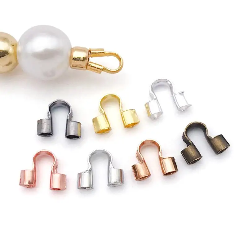 100Pcs U Shape Loop Terminal Copper Wire Guardian Thread Protector Cable Protector For Bracelets Necklaces Jewelry