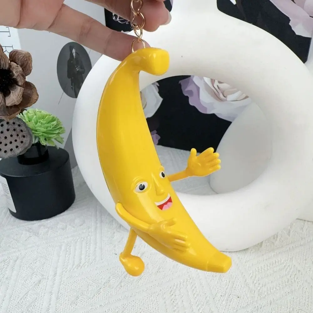 1/2Pcs with Music Singing Big Banana Keychain Joints Movable Banana Doll Banana Key Chain Spoof Toy Big Banana Doll Pendant