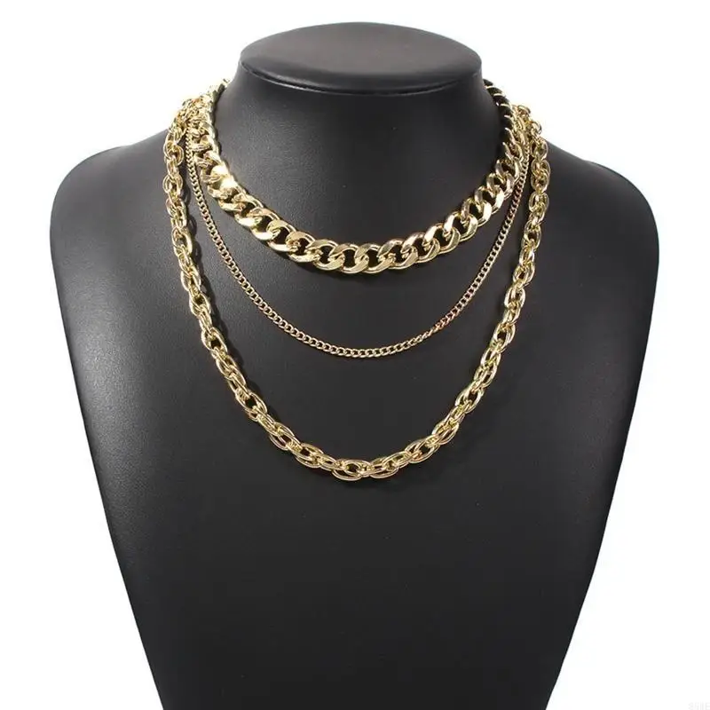 

85WE Goth Necklace Statement Chain Punk Multilayer Choker Necklace for Women Girls