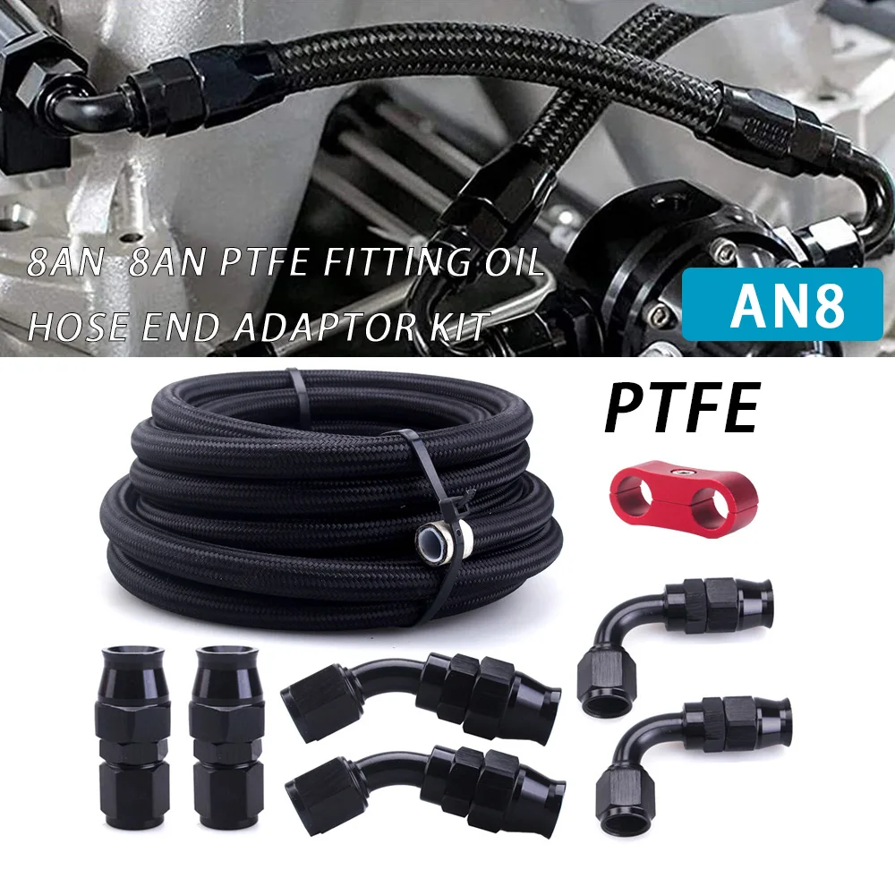 

Fitting Adapter AN8 Hose Braided PTFE Brake Hose Fuel Oil Line Kit 3m/10ft Oil Cooler Car Hose Pipe Hose with 7pcs Hose Fitting