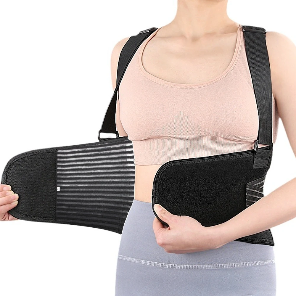 Trabalhando lombar Lower Back Brace, cinto de suporte com alças ajustáveis, alívio das dores nas costas, recuperação de lesões, suporte de