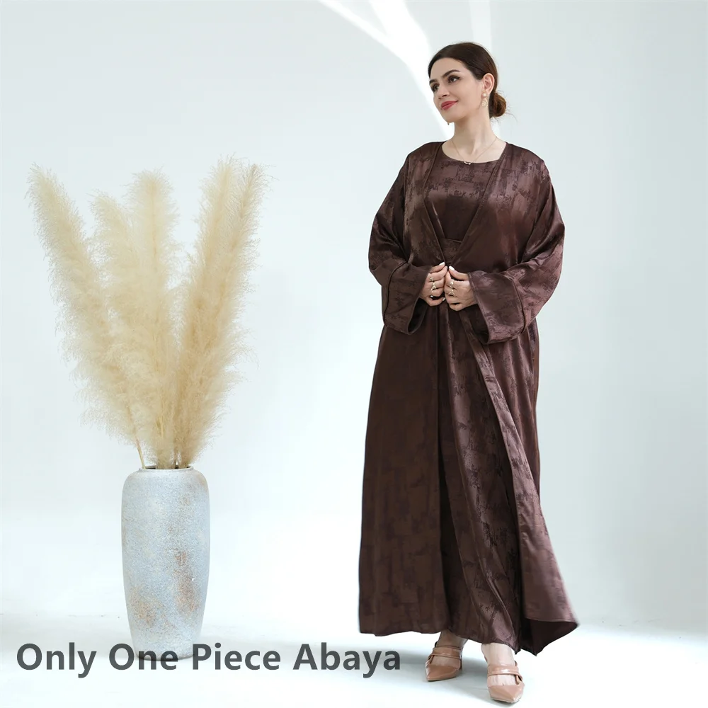 

Eid Modest Satin Cardigan Women One Piece Abayas Ramadan Kimono Jalabiya Femme Musulman Open Abaya Prayer Dress Robe Kaftan Gown