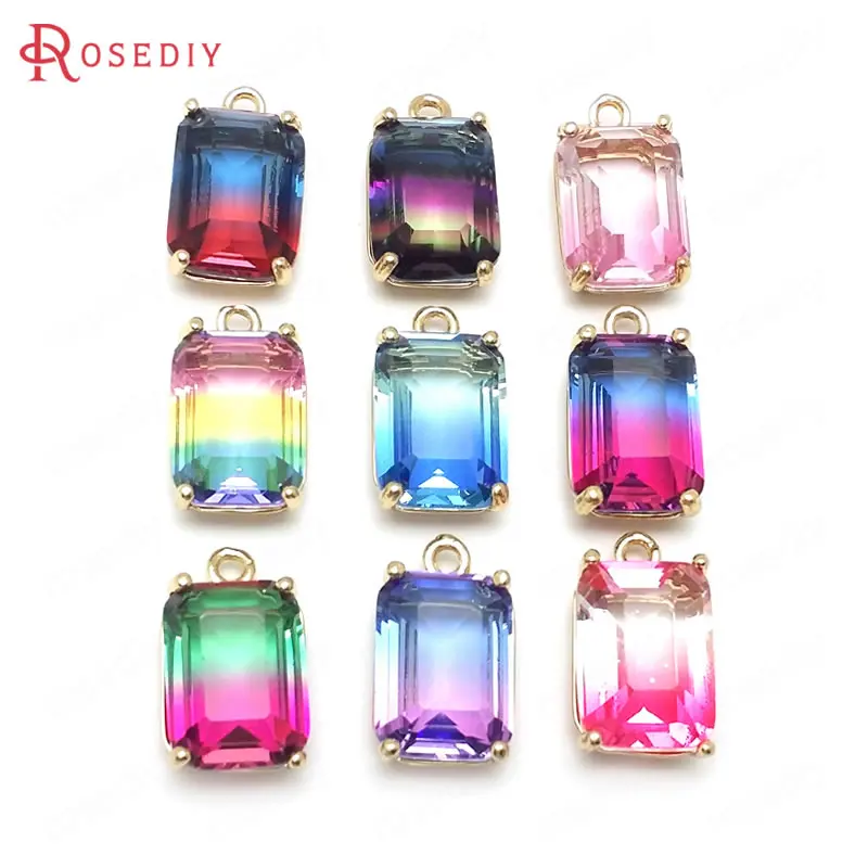 18K Gold Color Brass And Glass Drop Charms Pendants Necklace Earrings Diy Jewelry Accessories Rosediy Official Store