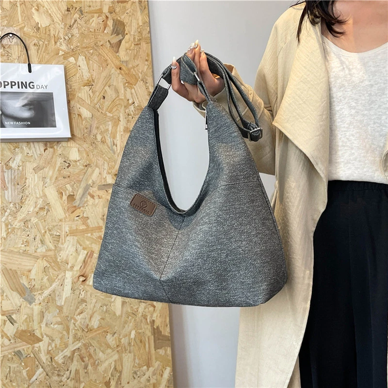 Eenvoudige effen kleur grote capaciteit denim dames draagtas schoudertassen designer luxe tas portemonnee bolsos de mujer kurt geiger tassen