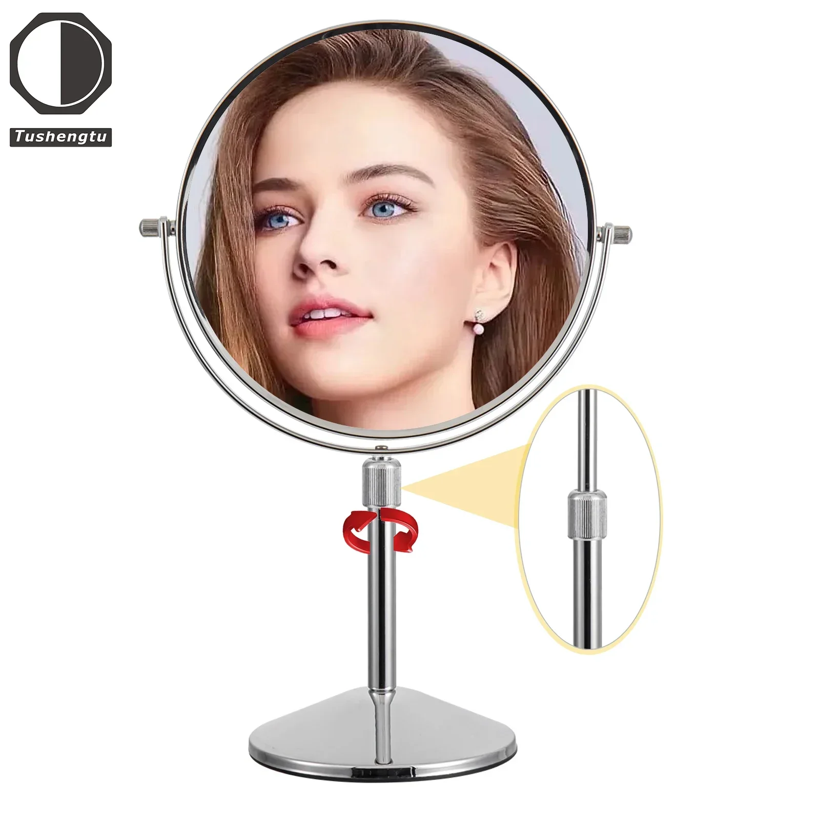 

Tusheng Magnification Makeup Mirror 360 Rotating Professional Desktop Cosmetic Mirror 8" Double Sided Magnifier stand