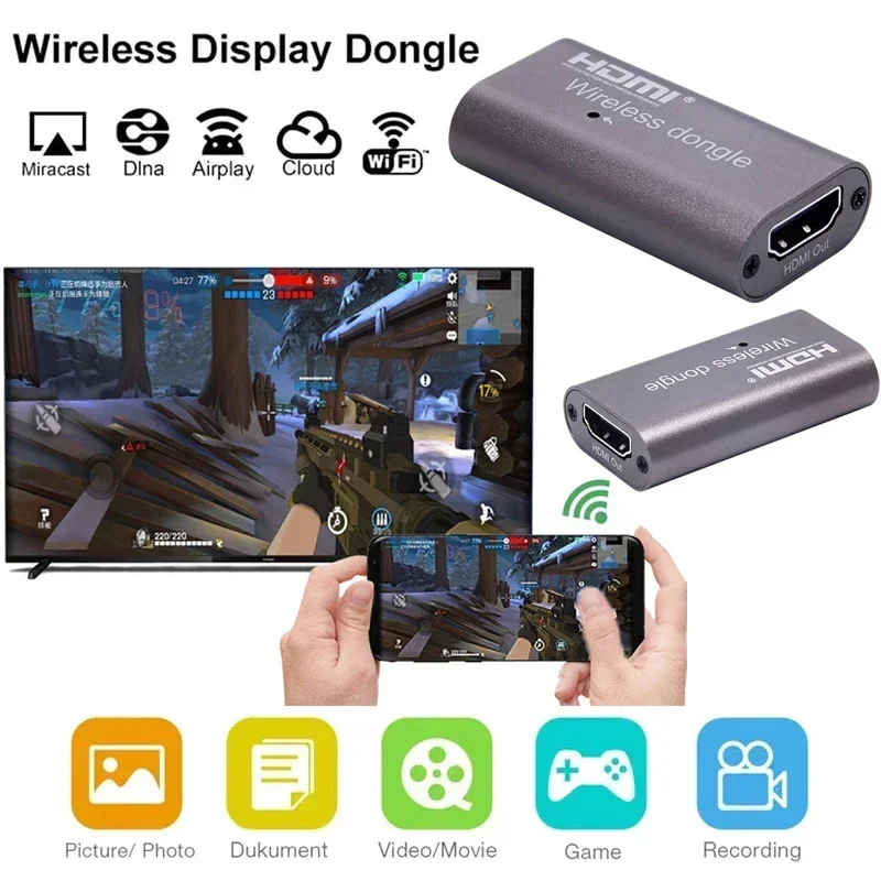 Wireless Wifi HDMI TV Stick Screen Share Display Dongle Adapter Media Streamer Receiver for IPhone Android Phone To TV Projector