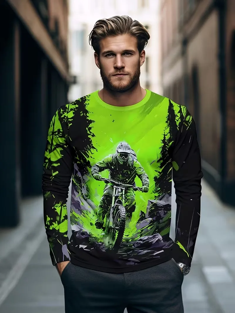 Nouveaux T-shirts de sport pour hommes, à manches longues, pour l'automne, idéaux pour le VTT, le tout-terrain, l'entraînement et les loisirs.