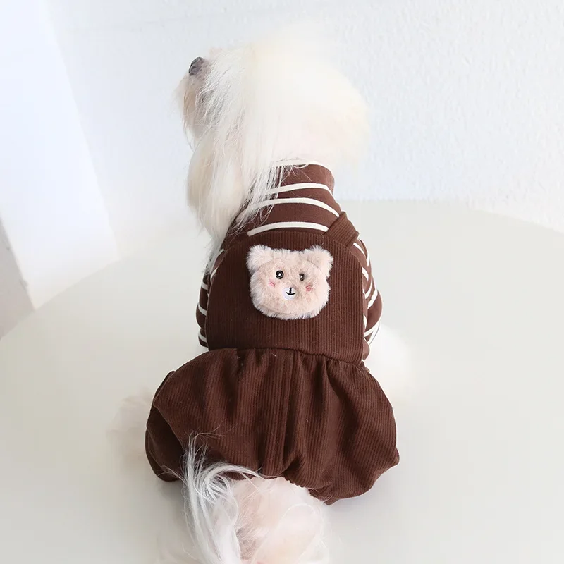 

Striped Little Kabear Four-legged Clothes Autumn/Winter Pet Cat Clothing Dog Set