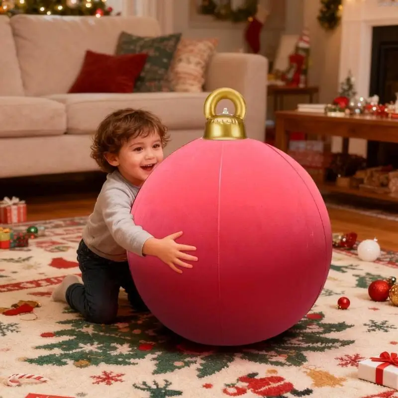 23GA Inflatable Ornaments Balls Outdoor 24 Inch Large Inflatable Christmas Balls, Reusable Blow Up Christmas Ornaments,