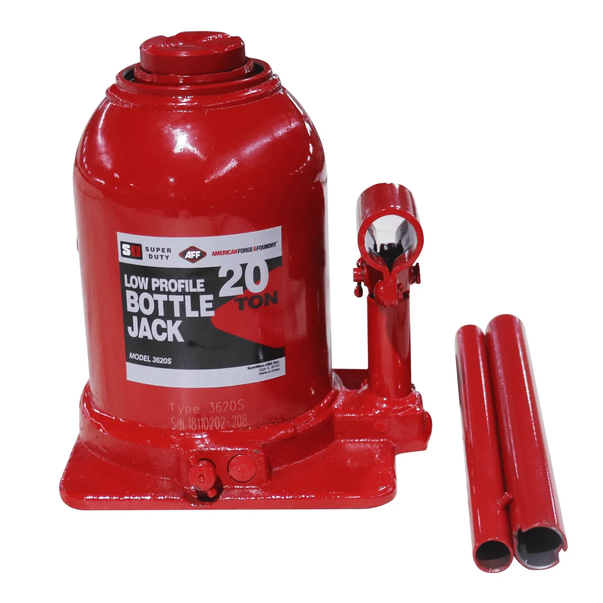 Bottle Jack - 20 Ton Capacity - Low Profile - Manual - SUPER DUTY