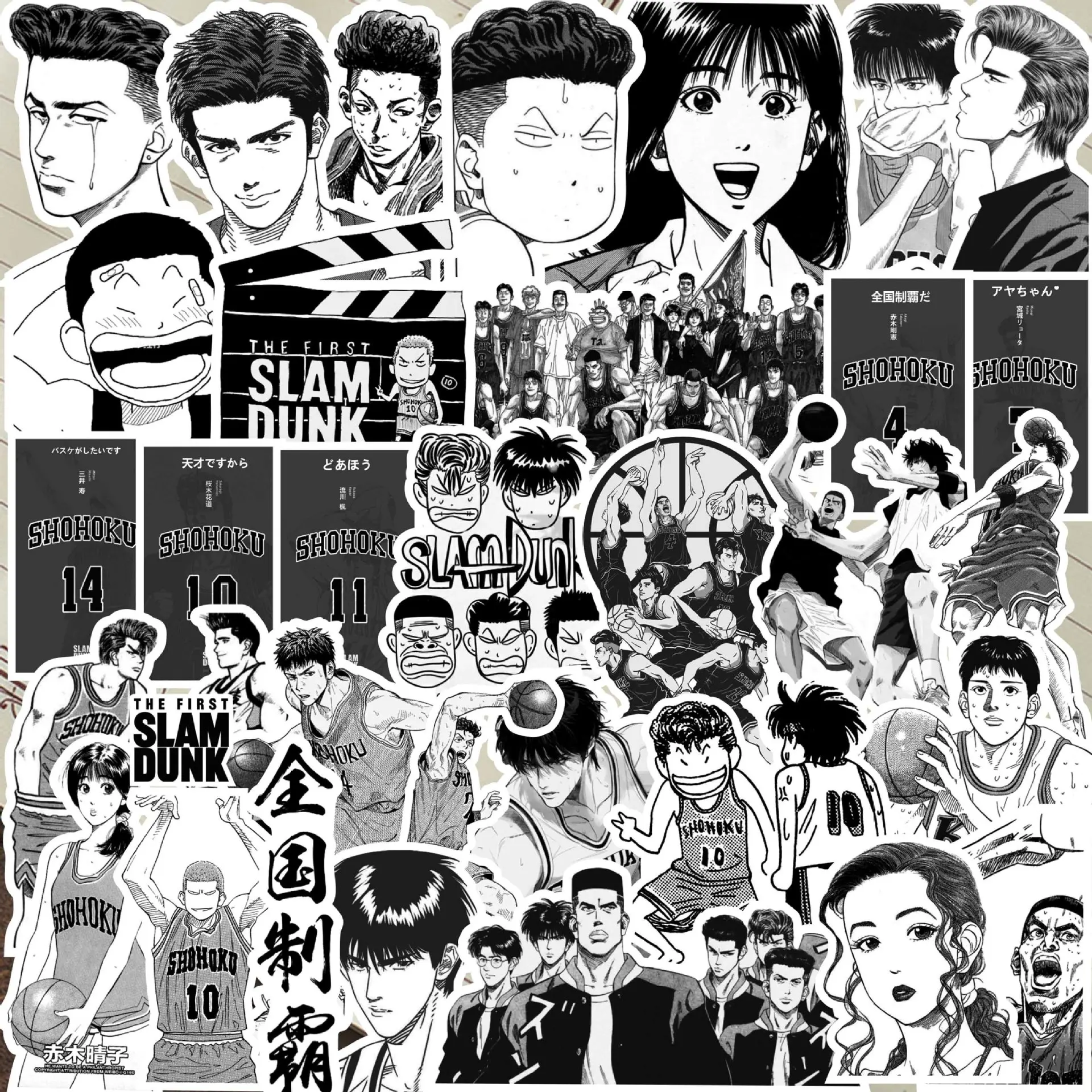 68pcs/set Cartoon New Anime SLAM DUNK Sakuragi Hanamichi Rukawa Kaede Kawaii Figure Waterproof Hand account DIY Sticker Gifts - view 2