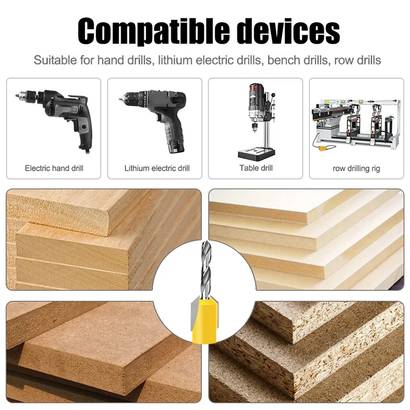 

JHD Woodworking Countersink Drill Cone Hole Drill Alloy Heads Screw Step Drill Wood Self-Tapping Screw Installation Ladder