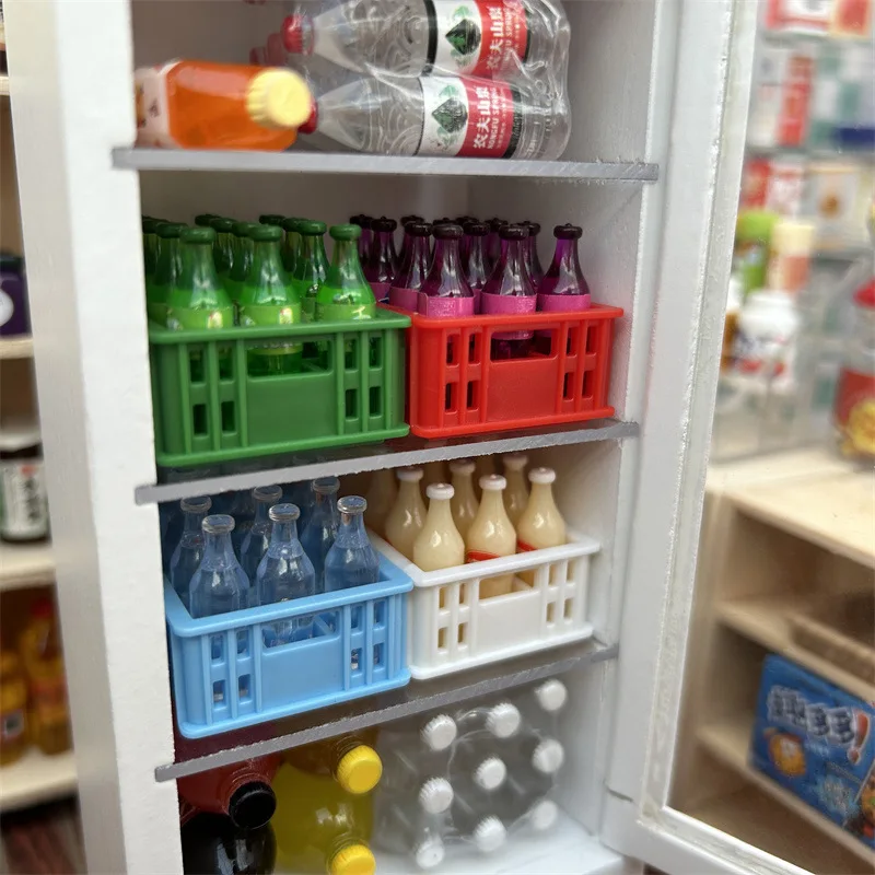 1 conjunto 1:12 casa de bonecas em miniatura bebidas garrafa de refrigerante com caixa de armazenamento modelo casa de boneca cena viva decoração brinquedo меблі дляatihл
