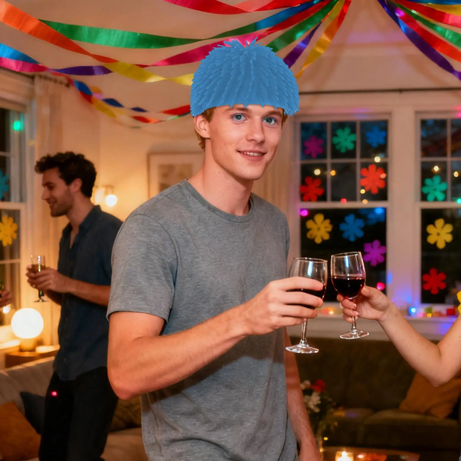 2025 nuovo Carino Simulazione Creativa Palla Spiky Accessori Per Capelli Costume Cosplay Ingannevole testa-shaking divertente parrucca cappello scherzo oggetti di scena