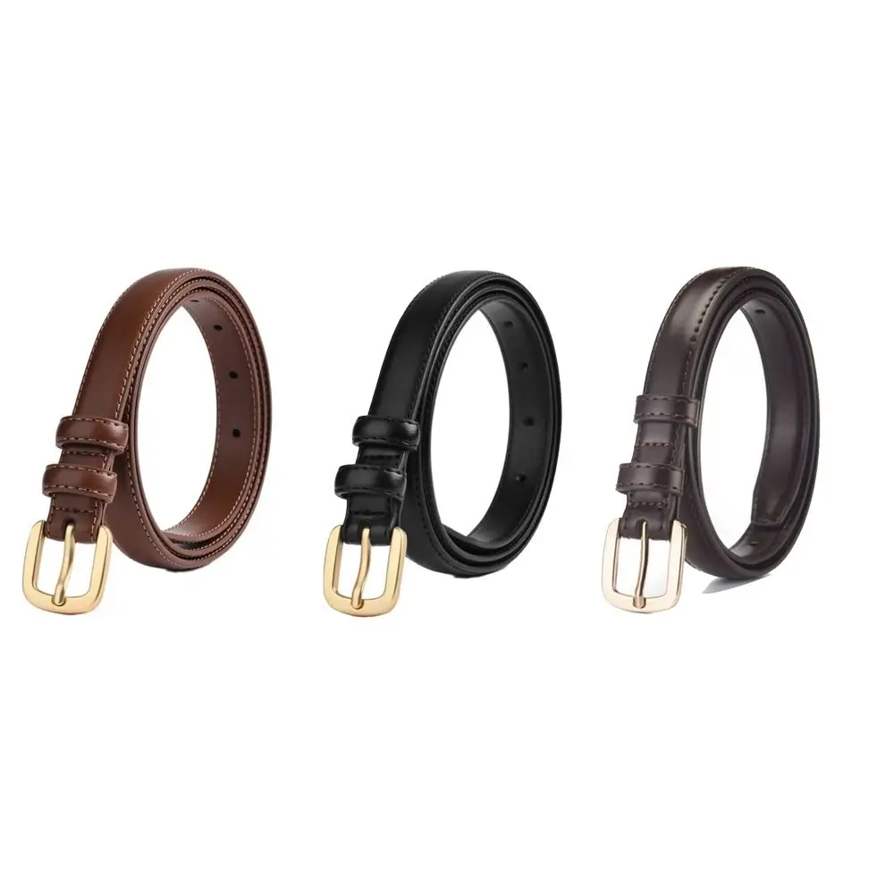 Black Needle Buckle Leather Fashion Belt with Jeans Belt Strap PU Leather Waist Belt Korean Version Simple