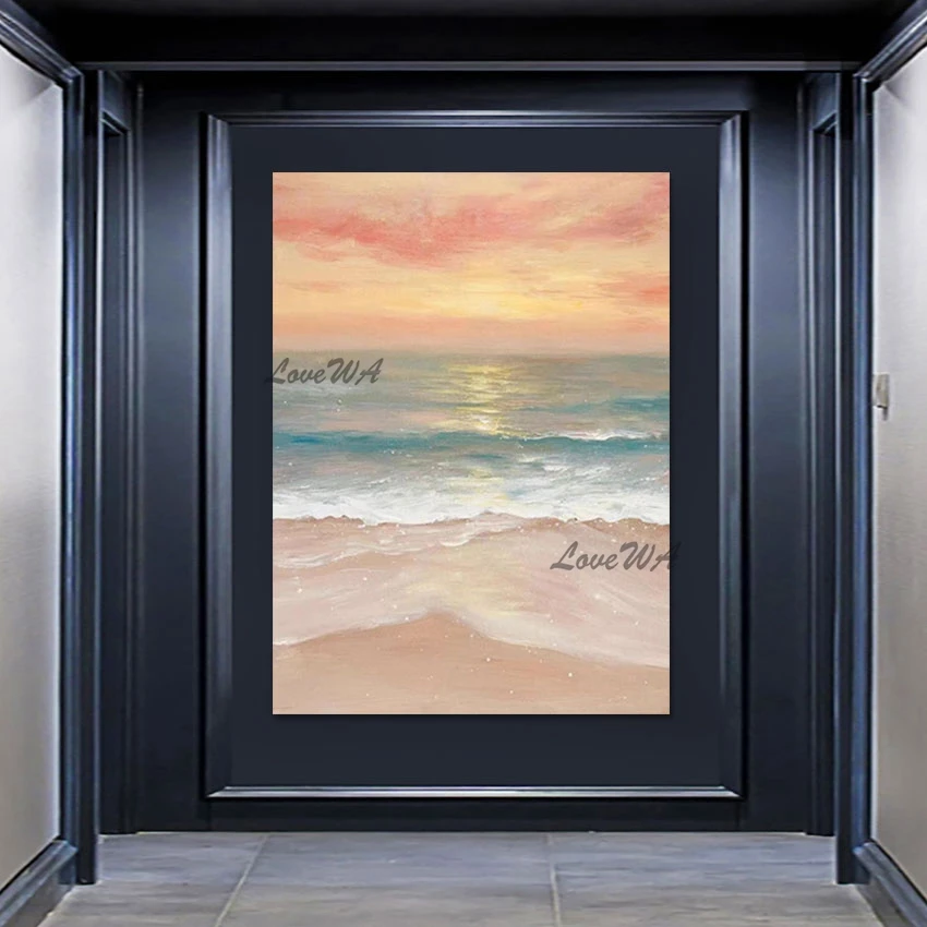 

Beautiful Natural Scenery Oil Painting, Abstract Beach Textured Decor Canvas Artwork Frameless, Modern European Art Wall Picture