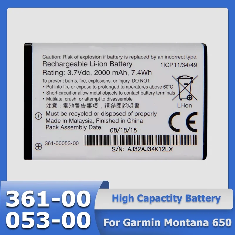 

New Arrival 2700mAh 361-00053-00 361 Battery For Garmin Montana 600 600T 610 650 650T VIRB GPS Alpha 100 010-11654-03 + Tool