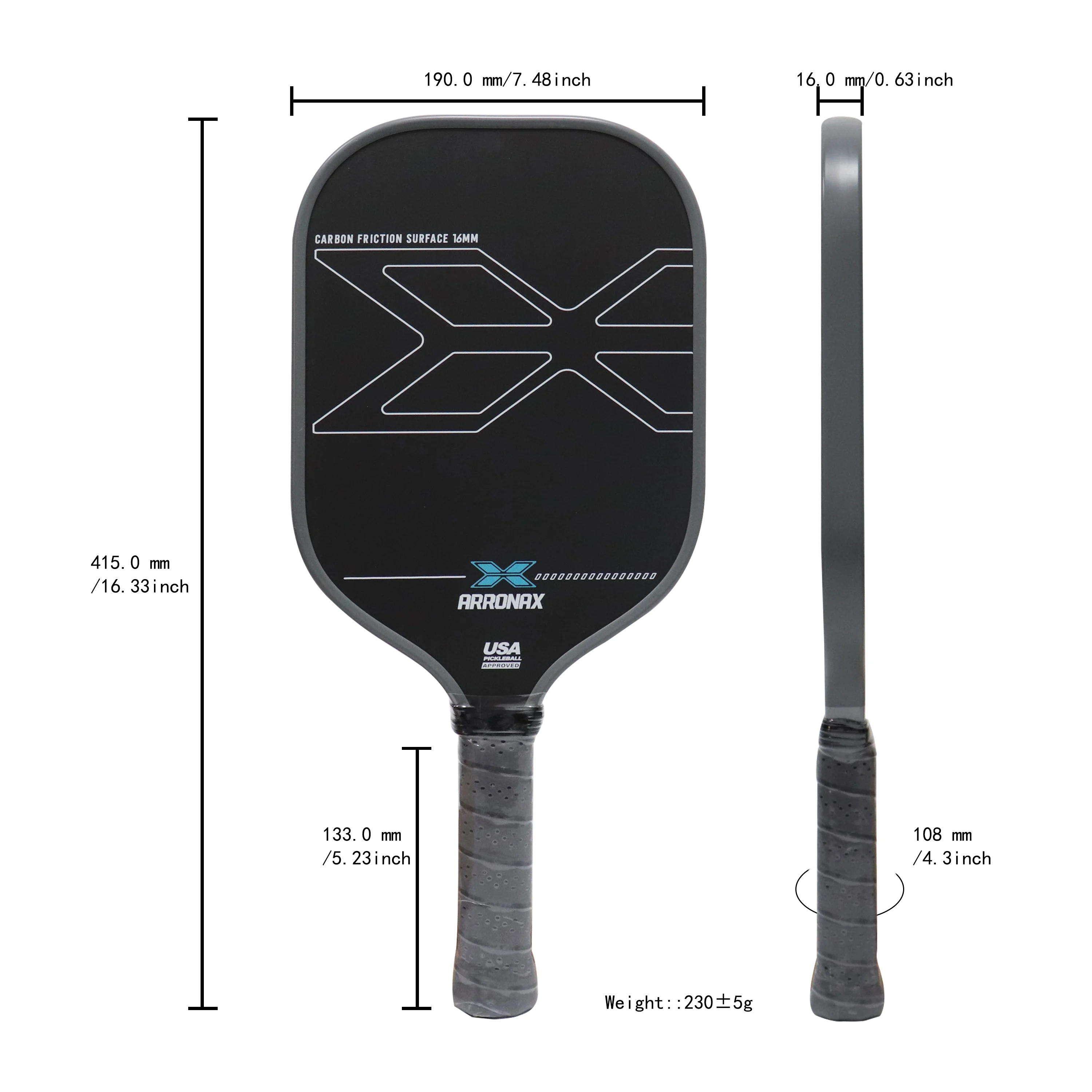 Carbon Fiber Pickleball Paddle Set 16mm Racquet Pickle Ball Racket Professional Lead Tape Cover Men Women 2023