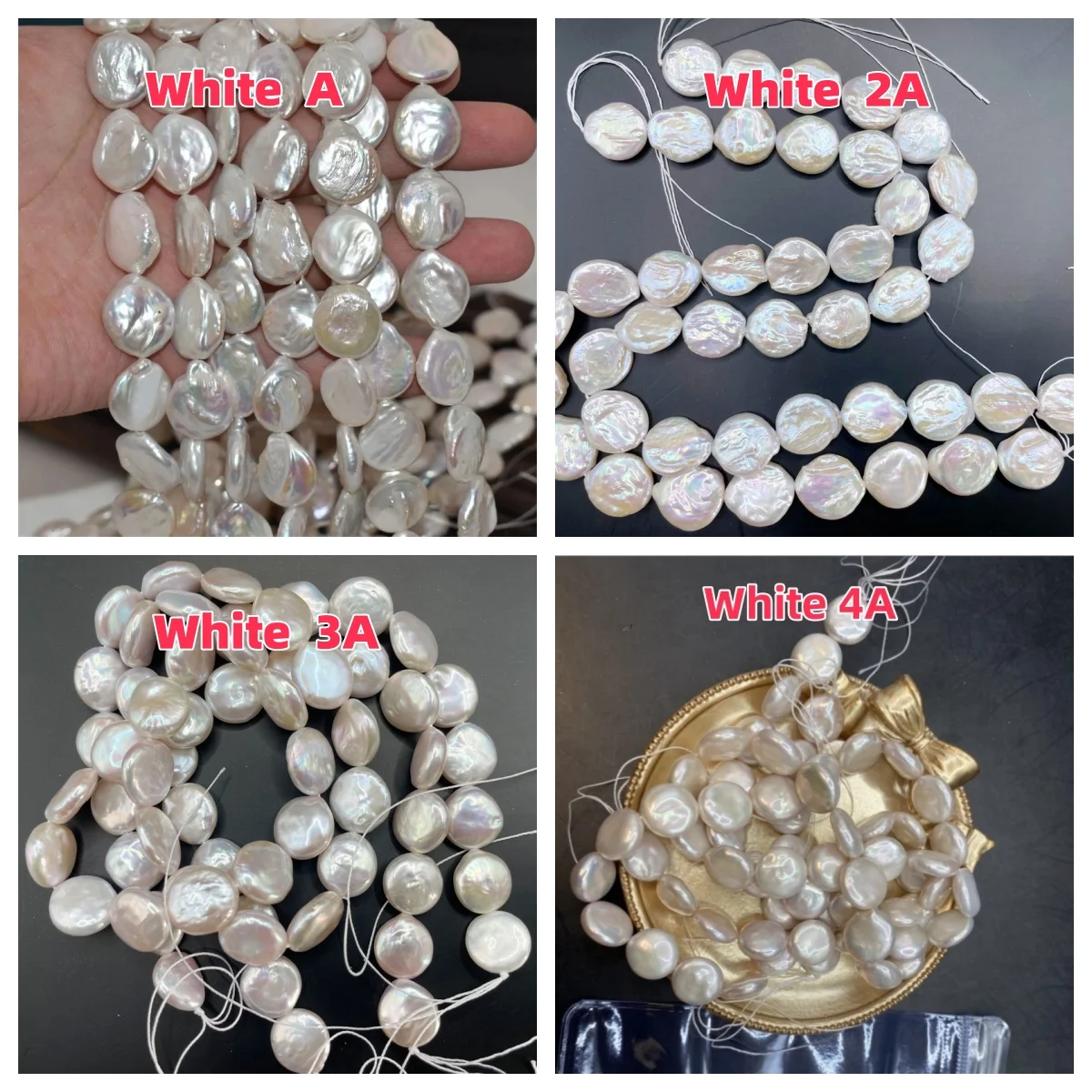 

2A-4A High Quality Coin Full Pearls Strand Natural Freshwater White Loose Pearl for DIY Jewelry Making Supplies Women Necklace