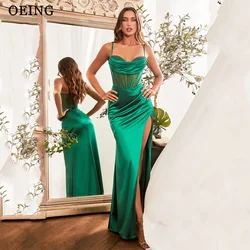 OEING Green Stain Evening Dress Sexy Sweetheart High Split Prom Dresses Formal Floor Length Party Gowns Vestidos De Fiesta