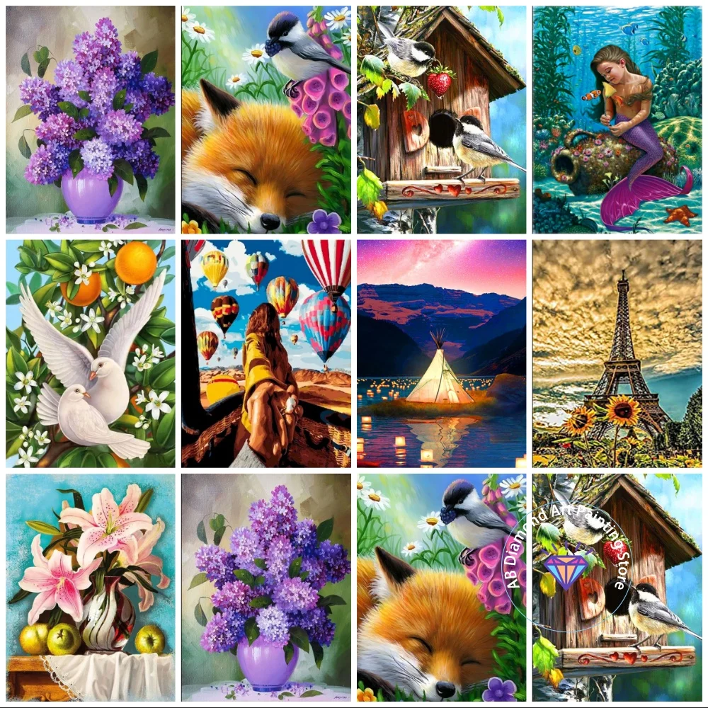 

New Mermaid Eiffel Tower AB Diamond Painting Kit Square Round Diamond 5D DIY Mosaic Handmade Art Adult Exquisite Gift Home Decor