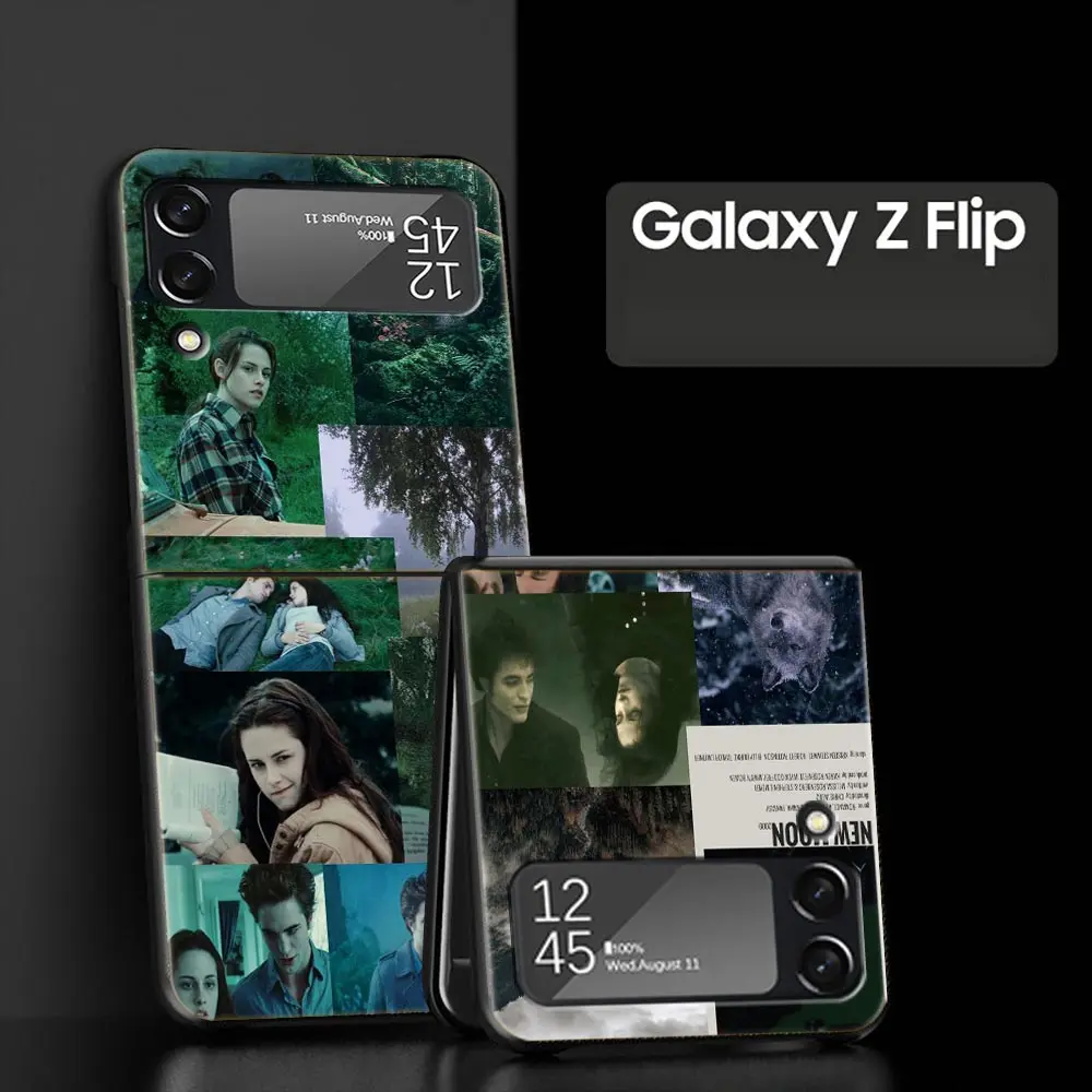 Twilight Saga Phone Case For Samsung Galaxy Z Flip 4 5 3 Fold Black Hard PC Shell For Samsung Z Flip5 Cover Couqe Funda Bumper