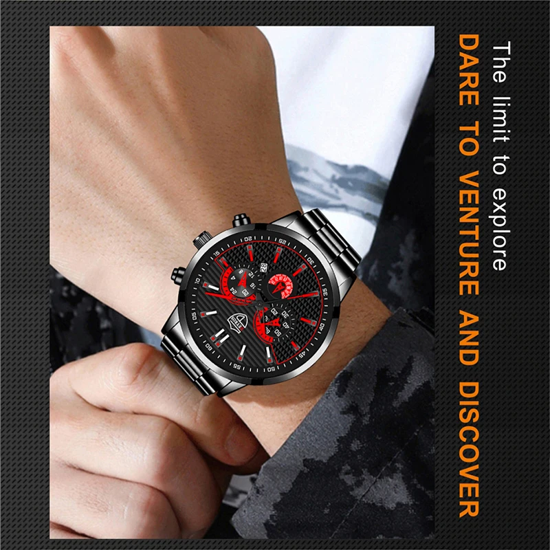 New Fashion Men's Sports Watches Men Clock Luxury Stainless Steel Quartz Wrist Watch Man Dressy Casual Steel Watch часы мужские