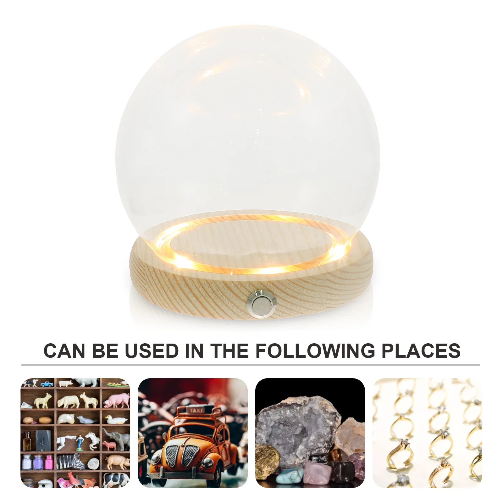 Hand-Made Glass Cover Luminous Base Glowing Dome Vase Fresh Feeling Decoration Landscape Dustproof Cloche Display