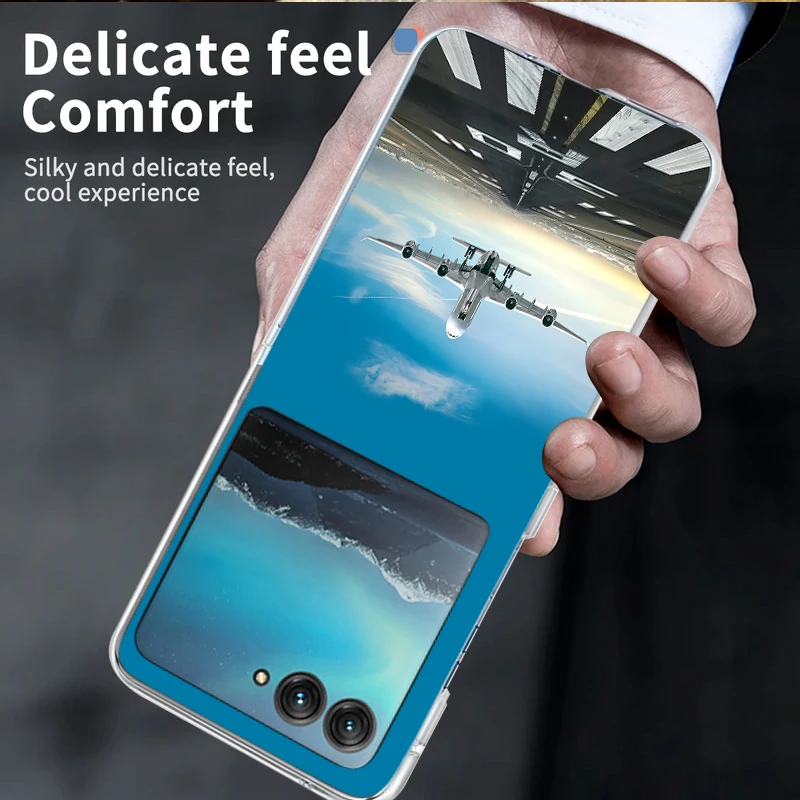 حافظة هاتف قابلة للطي لهاتف موتورولا رازر 50 الترا رازر 40 الترا 50 40 طائرة منقوشة ضد الصدمات غطاء كمبيوتر صلب شفاف