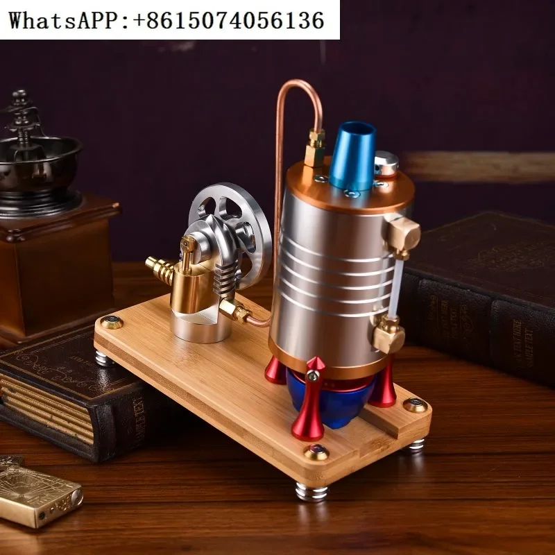 

Can start steam engine model engine retro with heating boiler big pot furnace true start model CNC manufacturing