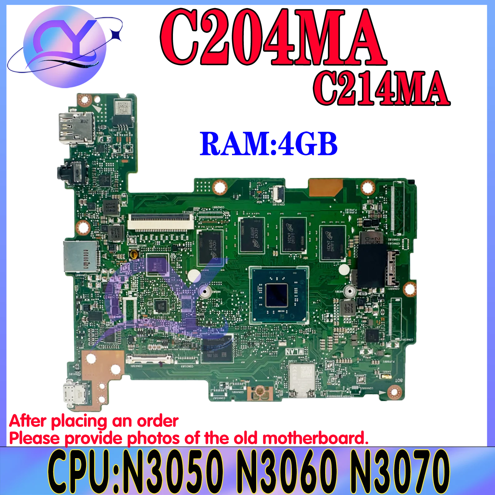 

KEFU C214M Mainboard For ASUS C214MA C204MA C204M C214 C204 Laptop Motherboard N4000 N4020 RAM-4GB SSD-16G/32G/64G/128G