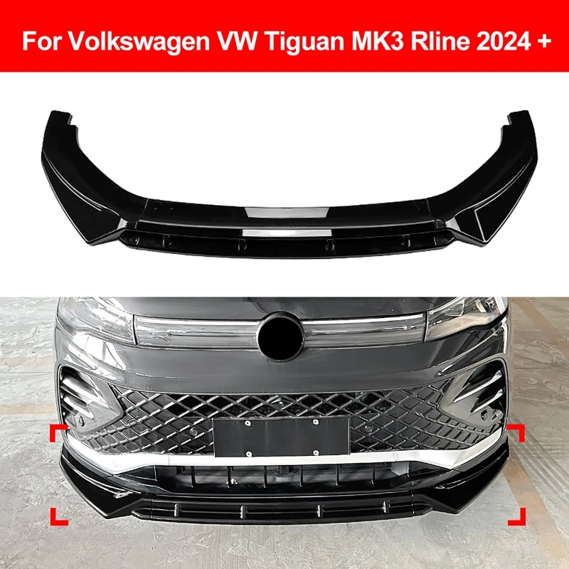 

Для Volkswagen VW Tiguan MK3 R-line 2024 + нижний передний бампер, разделитель губ, автомобильный диффузор, комплект кузова, спойлер, защита, дефлектор Canard