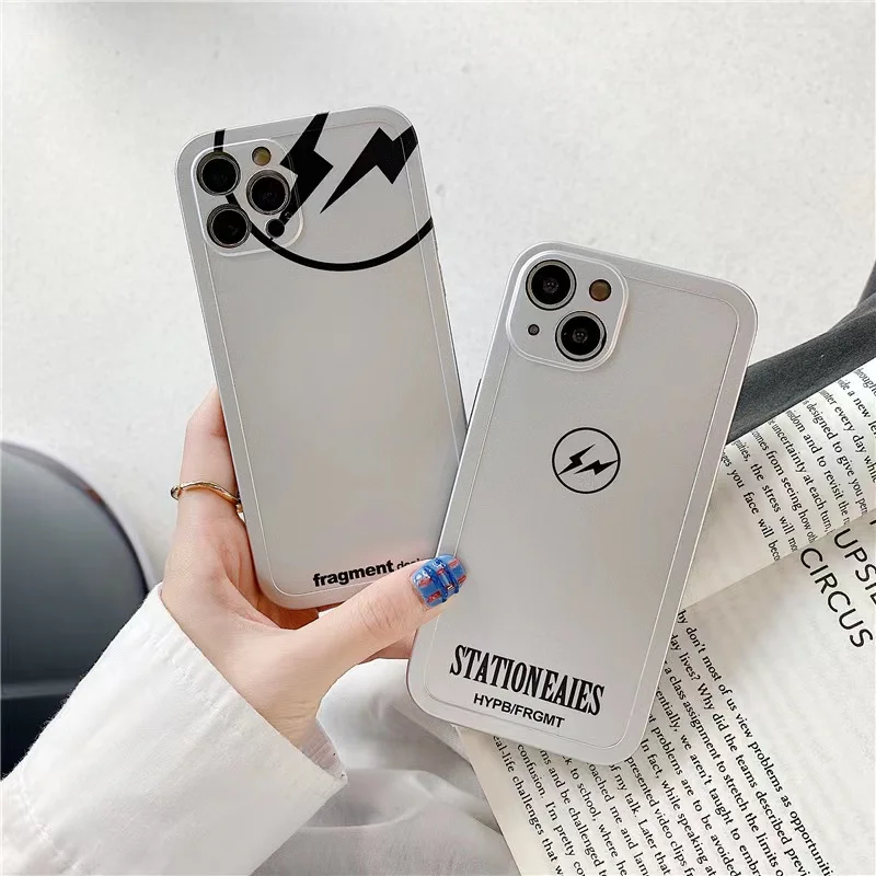 Trendy brand Hiroshi Fujiwara Lightning iPhone15ProMax mobile phone case electroplated metal silver new model suitable for Apple