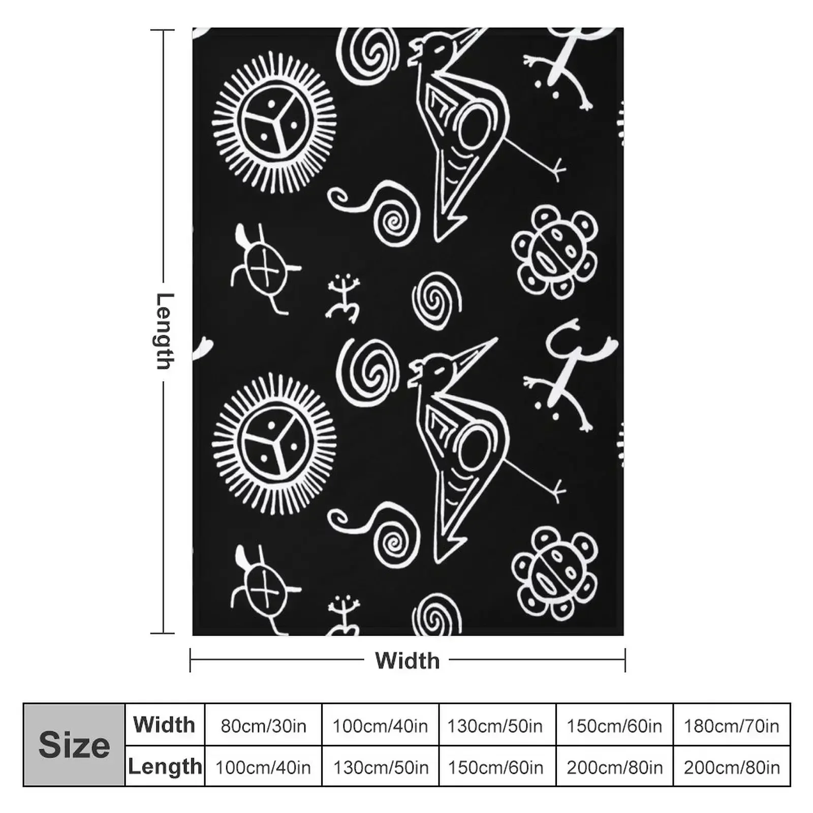 Taino Symbols | Black and White Taino Art Throw Blanket couch cozy soft plush fuzzy picnic outdoor blanket
